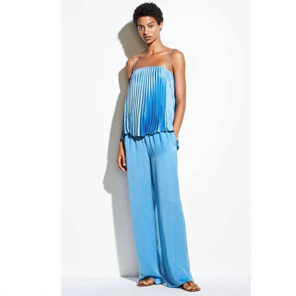 NEW VINCE BLUE PLEATED SATIN CAMISOLE TOP - Picture 7 of 7